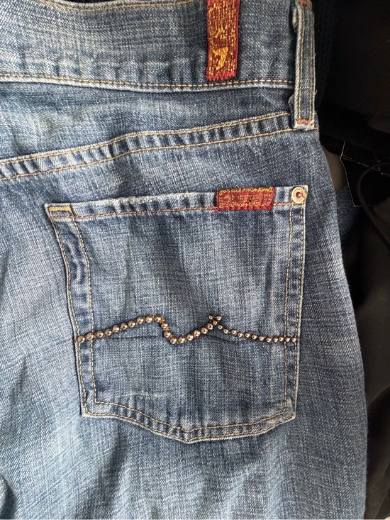 7 For All Mankind Denim - Vintage 7 For All Mankind Blue Flare Jeans with hardware on Back Pocket 32R